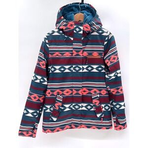 Roxy Jacket Jetty Snowboard Aztec Southwestern Print Women Size XS Teal Blue Ski